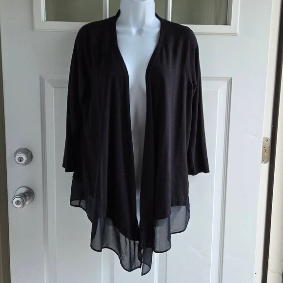 ADRIENNE VITTADINI Black Knit Open Cardigan | Sz. Medium - Picture 1 of 6